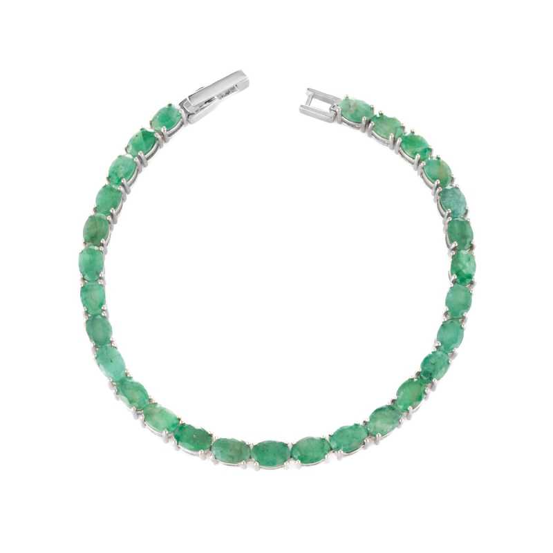 Сребърна гривна - Естествен Изумруд 14,56 ct.