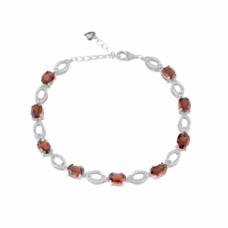 Сребърна гривна - Естествен Гранат 12.00 ct.