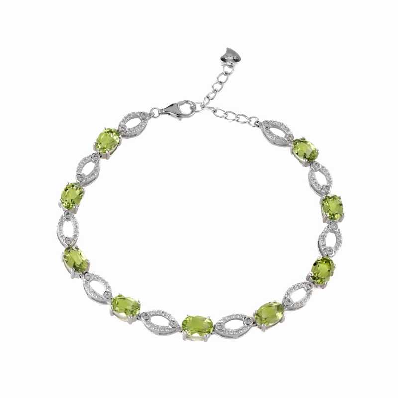 Сребърна гривна - Естествен перидот 11,40 ct