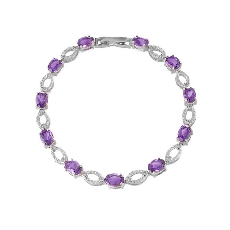 Сребърна гривна - Естествен Аметист 10.20 ct.
