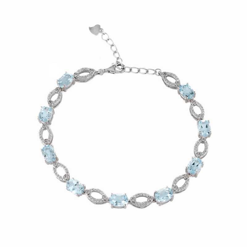 Сребърна гривна - Естествен Син Топаз 9.90 ct.