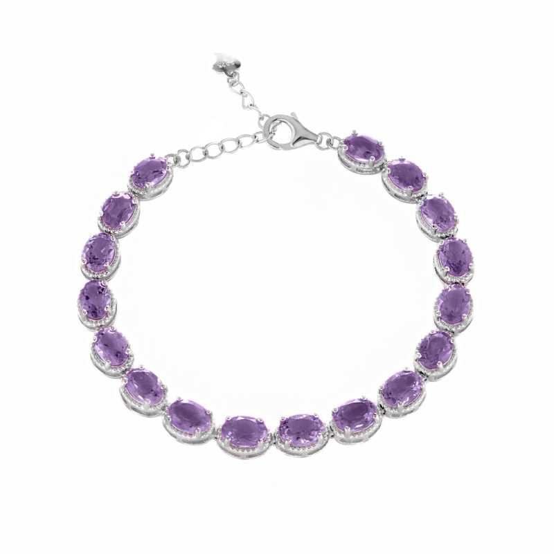 Сребърна гривна - Естествен Аметист 14.45 ct.