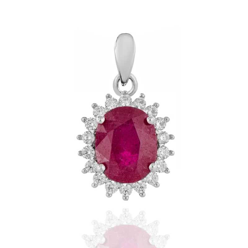 Сребърна висулка с Царствен Рубин и Циркони 3,15 ct.