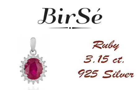 Сребърна висулка с Царствен Рубин и Циркони  3,15 ct.