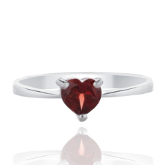 Нежен Сребърен Комплект - Сърца от Гранат 2,40 ct.