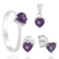 Нежен Сребърен Комплект - Сърца от Аметист 1,60 ct.