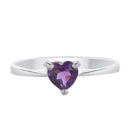 Нежен Сребърен Комплект - Сърца от Аметист 1,60 ct.