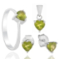 Нежен Сребърен Комплект - Сърца от Перидот 2,00 ct.