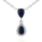 Сребърно Колие с Капковиден Сапфир и Циркони 1.25 ct.