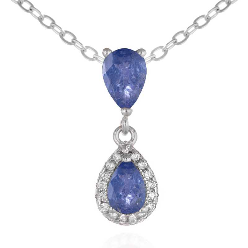 Сребърно Колие с Капковиден Танзанит и Циркони 1.15 ct.