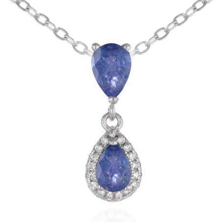 Сребърно Колие с Капковиден Танзанит и Циркони 1.15 ct. – уникално сребърно бижу от birse.bg