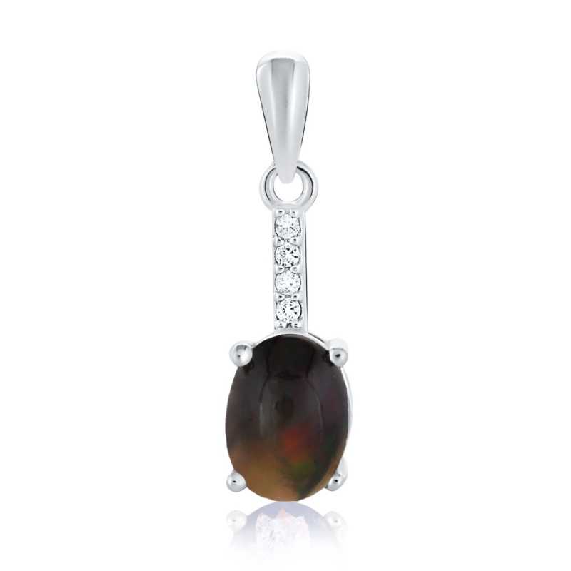 Класическа Сребърна Висулка с Опал и Циркони 0,78 ct.