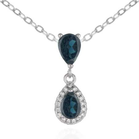 Сребърно Колие с Капковиден Лондон Топаз и Циркони 1.50 ct. – уникално сребърно бижу от birse.bg
