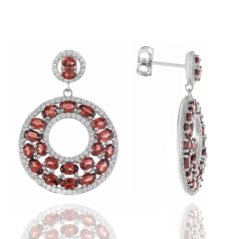 Кралски Висящи Обеци от Сребро с Естествен Гранат и Циркони 10,50 ct.