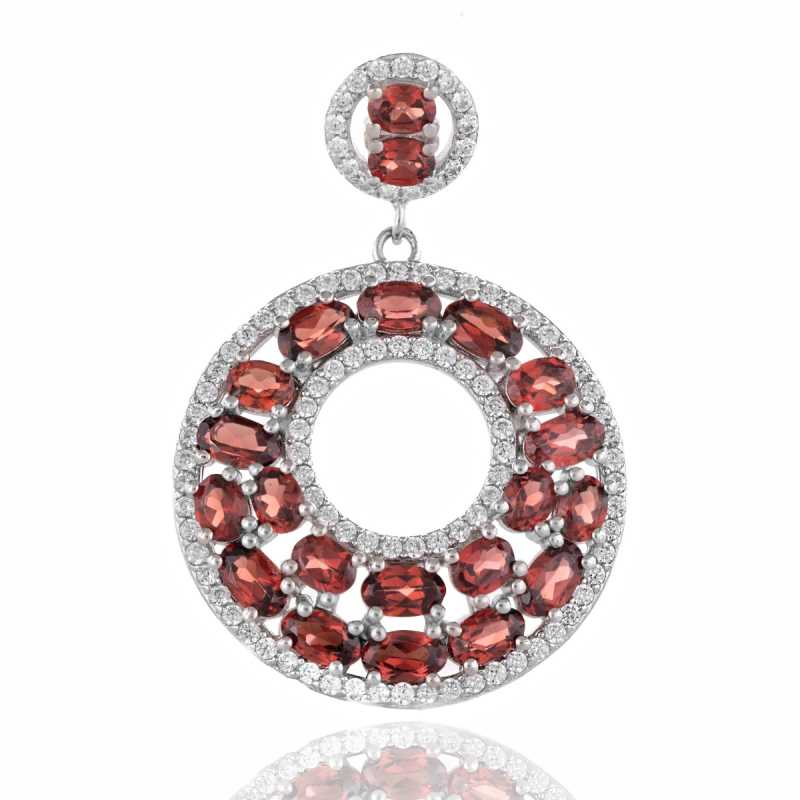 Кралска Висулка от Сребро с Естествени Гранати и Циркони 5,25 ct.