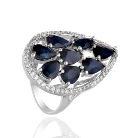 Дамски Сребърен Пръстен Капка с Естествени Сапфири 8,00 ct.
