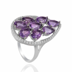 Дамски Сребърен Пръстен Капка с Естествен Аметист 5,20 ct.