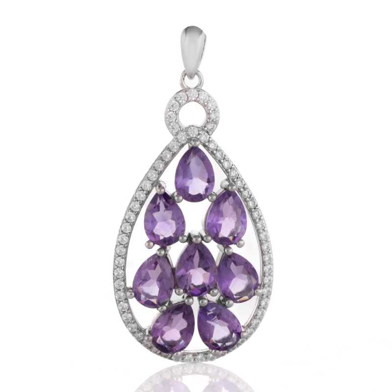 Дамска Сребърна Висулка Капка с Естествен Аметист 5,20 ct.